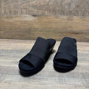 Anne Klein Chanay Black Fabric Wedge Sandal Women's Size 9.5